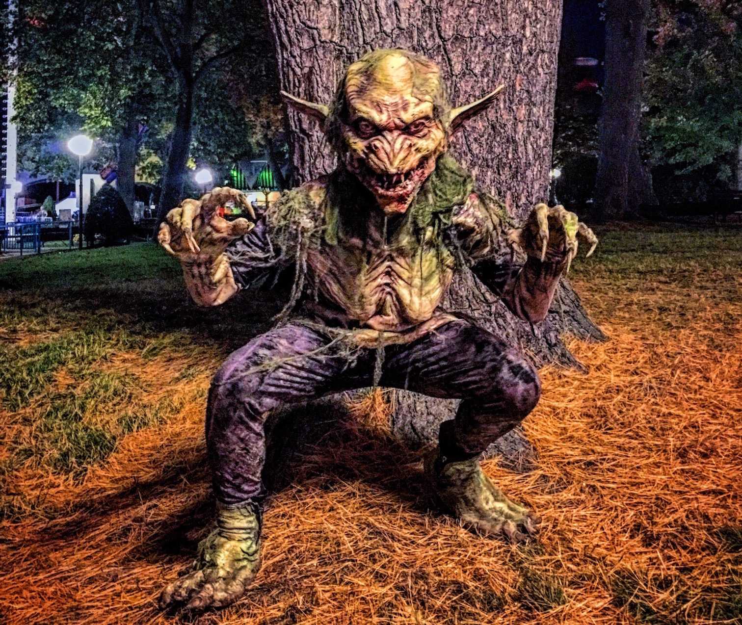 The monsters are happy to pose for pictures at Canobie Lake Park during Screemfest.