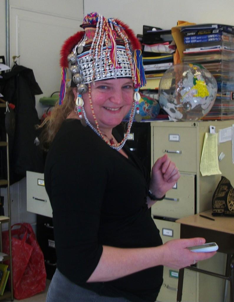 Humanities teacher Lisa McDonagh gets into the spirit of Hat Day during WMS's Spirit Week.