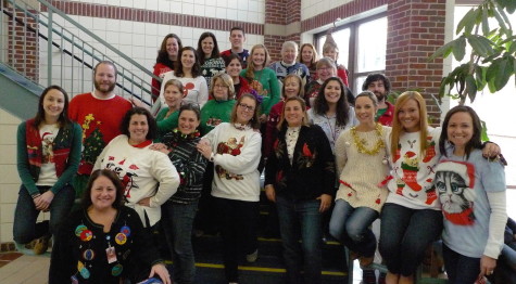 Watertown Middle School staff members show off their holiday spirit at the Winter Concert on Dec. 12, 2014.