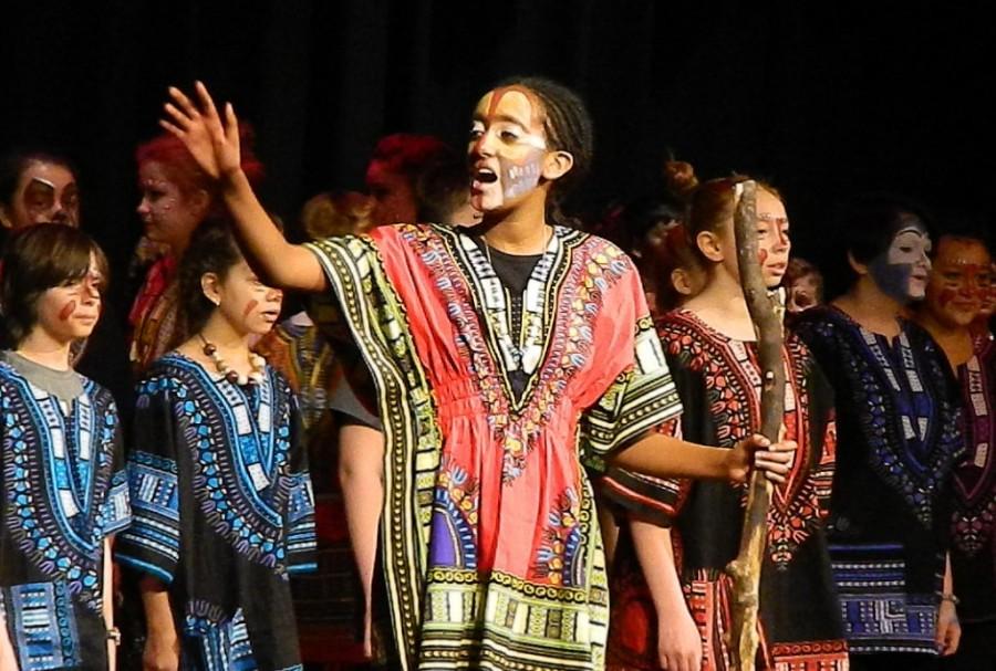 A scene from the Watertown Middle School production of Disneys The Lion King, Jr which will be performed March 2, 3, and 4, 2016. The pre-show starts at 6:30 p.m. with an African drum ensemble and dancing. and the curtain rising at 7 p.m. Tickets are available at the door: $7 adults, $5 students and seniors.