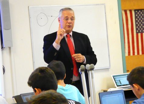 Dr. John Brackett, the Watertown Public Schools interim superintendent, speaks with Watertown Splash reporters in the newsroom at Watertown Middle School on Nov. 16, 2016. 