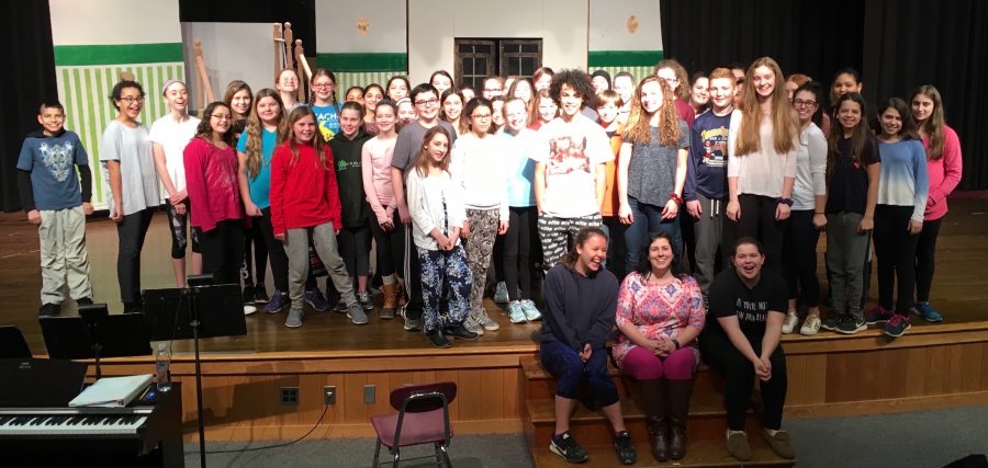 The cast and crew of The Sound of Music at Watertown Middle School pose before rehearsal this week. The 2017 spring musical will have public performances on Thursday, March 2, and Friday, March 3. Show times both nights is 7 p.m. Tickets are only available at the door.