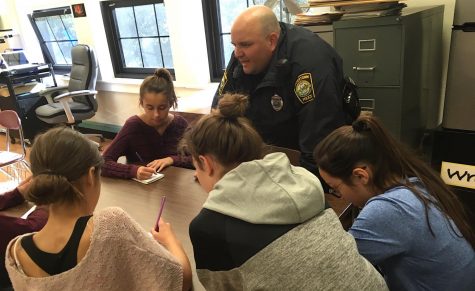Officer Miguel Colon of the Watertown Police Department talks about the recent ALICE training at Watertown Middle School with reporters from the Watertown Splash. 